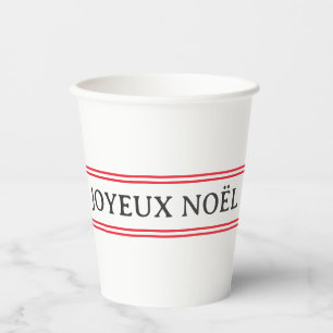 French Joyeux Noël Red Strip Weihnachten Pappbecher