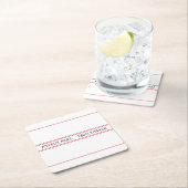 French Joyeux Noël Red Strip Weihnachten Rechteckiger Pappuntersetzer (Vor Ort)