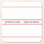French Joyeux Noël Red Strip Weihnachten Rechteckiger Pappuntersetzer (Vorderseite)