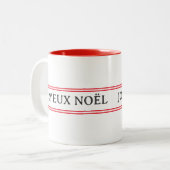 French Joyeux Noël Red Strip Weihnachten Zweifarbige Tasse (Vorderseite Links)