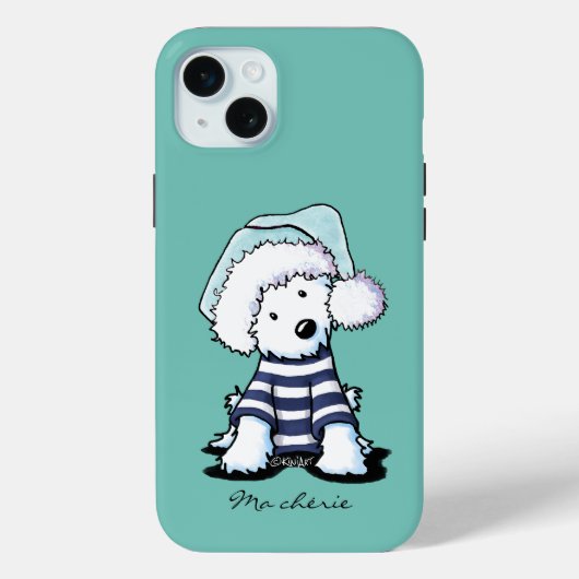 French KiniArt Christmas Westie Dog iPhone Case (Rückseite)