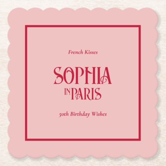French Kisses & 50th Birthday Wishes Paris Party Untersetzer (Vorderseite)