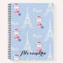 French Kitty Cat in Paris Blue Pattern