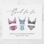French Lace Lingerie Bridal Shower Schaumweinetikett (Einzelnes Label)