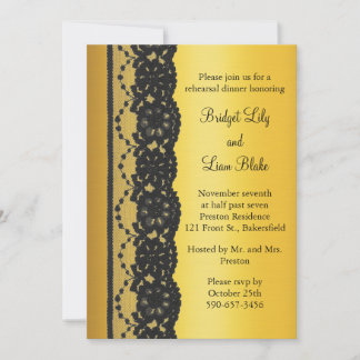 French Lace Probe Dinner in Gold Einladung