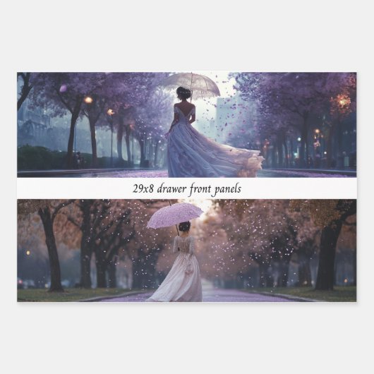 French Lady Garden Walk Drawer Front Wrapping Pape Geschenkpapier Set (Vorderseite)