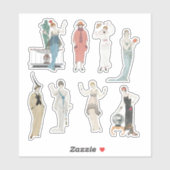 French Lady Vintag Fashion Scrapbook Junk Journal Aufkleber (Blatt)