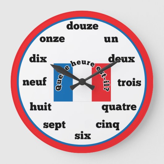 French Language Wall Clock Große Wanduhr (Vorderseite)
