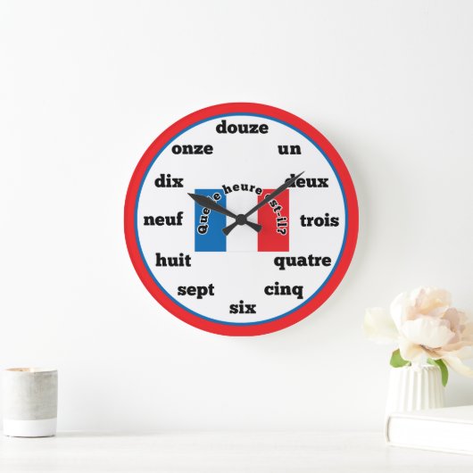 French Language Wall Clock Große Wanduhr (Zuhause)