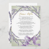 French Lavendel Blume Wreath Gold Dinner Menu Einladung (Vorne/Hinten)
