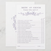 French Lavender 'Bride or Groom' Bridal Game  (Vorne/Hinten)