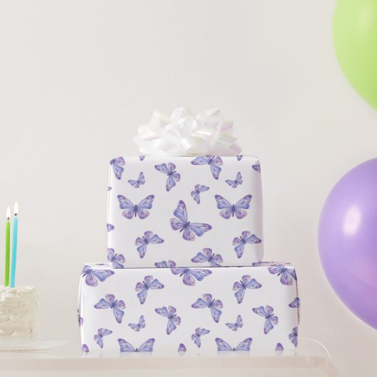 French Lavender Butterfly Pattern Geschenkpapier (Partygeschenke)