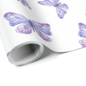 French Lavender Butterfly Pattern Geschenkpapier (Rolleneckpunkt)