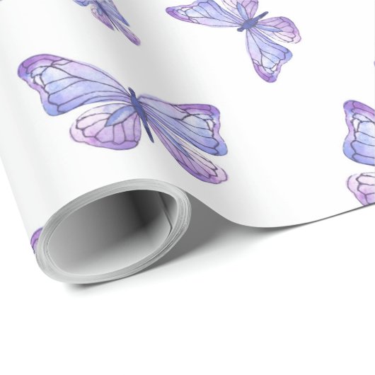 French Lavender Butterfly Pattern Geschenkpapier (Rolleneckpunkt)