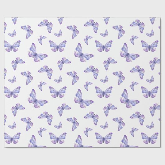 French Lavender Butterfly Pattern Geschenkpapier (Flach)