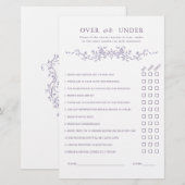 French Lavender 'Over or Under' Bridal Shower Game (Vorne/Hinten)
