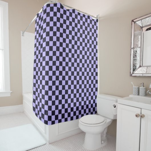 French lilac checkerboard pattern duschvorhang (Beispiel)
