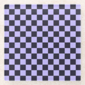 French lilac checkerboard pattern glasuntersetzer (Vorderseite)