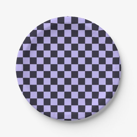 French lilac checkerboard pattern pappteller (Vorderseite)