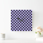 French lilac checkerboard pattern quadratische wanduhr (Zuhause)