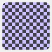 French lilac checkerboard pattern quadratischer aufkleber (Vorderseite)
