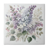 French Lilac Watercolor Floral Eleganter Frühling Fliese (Vorderseite)