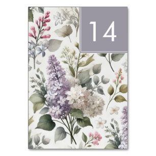 French Lilac Watercolor Floral Eleganter Frühling Tischnummer