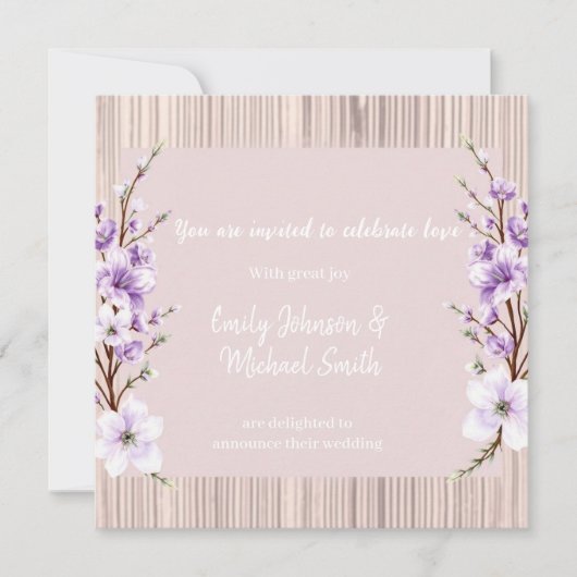 French Lilac wedding invitations rustic (Vorderseite)
