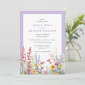 French Lilac Wildblume Wedding Einladung (Stehend Vorderseite)