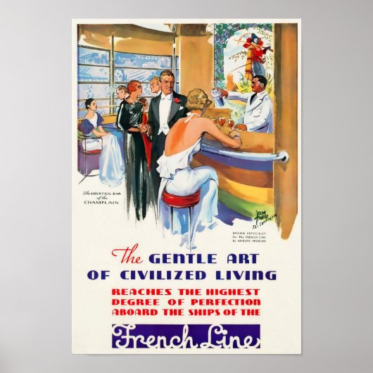 French Line Vintage Travel Poster (Vorne)