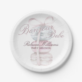 French Macaron Bonjour Bebe Baby Dusche Pappteller
