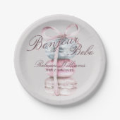 French Macaron Bonjour Bebe Baby Dusche Pappteller (Vorderseite)
