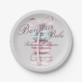 French Macaron Bonjour Bebe Baby Dusche Pappteller