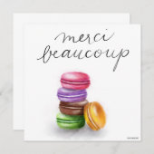 French Macaron Merci Beaucoup Dankeskarte (Vorne/Hinten)