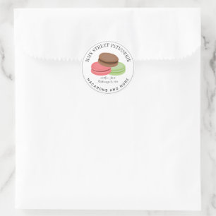 French Macaron Patisserie Bäckerei Geschäftsadress Runder Aufkleber