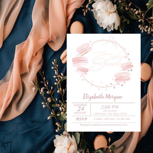 French Macarons Baby Shower Einladung