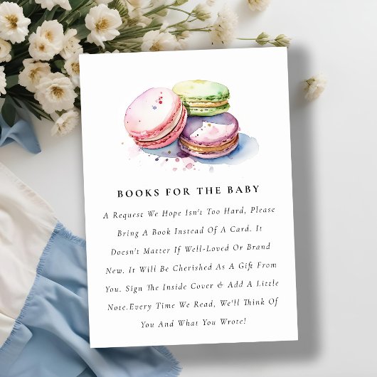 French Macarons Bäckerei Bücher für Babydusche Begleitkarte