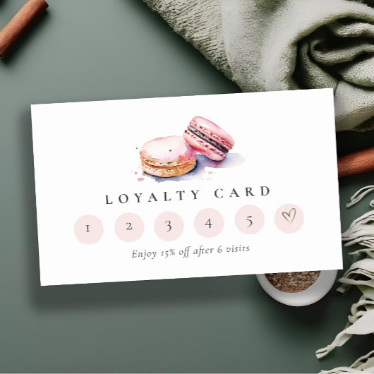 French Macarons Bakery 6 Punch Loyalty Card Visitenkarte