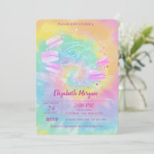 French Macarons Gefärbte Krawatte Babydusche Einladung (Stehend Vorderseite)