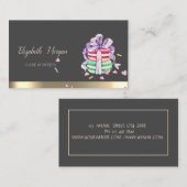 French Macarons Gold Stripe Modernes Elegantes Visitenkarte (Vorne/Hinten)