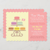 French Macarons Tea Party Babydusche, süß rosa Einladung (Vorne/Hinten)