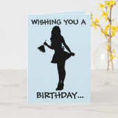FRENCH MAID HAPPY BIRTHDAY GREETING CARD KARTE (Gelbe Blume)