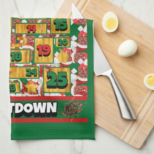 French Mastiff Countdown Weihnachtskalender Geschirrtuch (Viertel Falte)