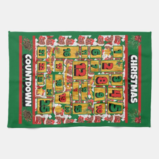 French Mastiff Countdown Weihnachtskalender Geschirrtuch (Horizontal)