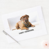 French Mastiff Deadpan Dog Frohe Weihnachtskleber Rechteckiger Aufkleber (Umschlag)