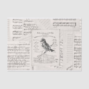 French Music Concert Bird Sheet Music Vintag Seidenpapier