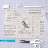 French Music Concert Bird Sheet Music Vintag Seidenpapier (Handwerk)