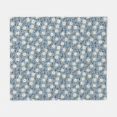 French Navy Blue Modern Farmhouse Daisy Pattern Fleecedecke (Vorderseite (Horizontal))