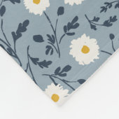 French Navy Blue Modern Farmhouse Daisy Pattern Fleecedecke (Ecke)