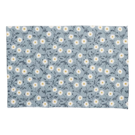 French Navy Blue Modern Farmhouse Daisy Pattern Kissenbezug (Vorderseite)